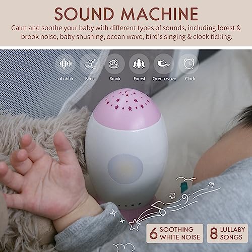 Nueplay K01 Baby Sleep Soother With Lullaby Songs & White Noises, Star Projector For Kids Room Decor, Baby Nursery Night Lights, Portable Sound Machine For Toddlers, Baby Essentials For Girls thumb #3