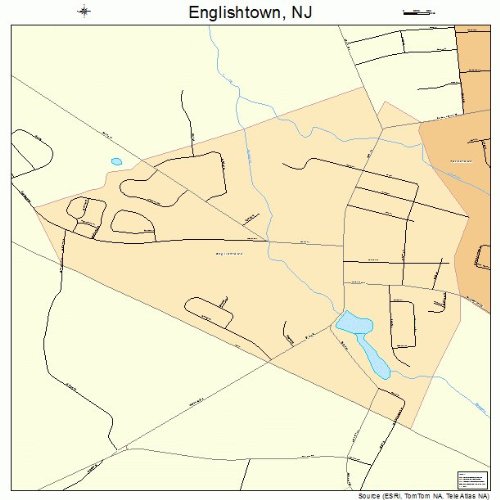 Large Street & Road Map of Englishtown, New Jersey NJ Printed poster