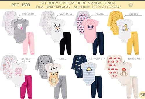 4 Kits Body Menina ou Menino com 12 Peças MEIA ESTAÇÃO (Femiino, GG)