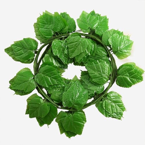 NOUJEN Ensemble de 2 pièces Raisin Artificiel Guirlande,2,4 m - 66 Feuilles Tissu Artificiel Feuilles Guirlande, Lierre Plante Artificielle Guirlande Vigne pour Salon, Chambre, Jardin, mitoyen