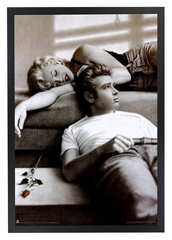 James Dean and Marilyn Monroe Framed Art Poster Print 24x36 on a Black Wood Frame. Made in USA.