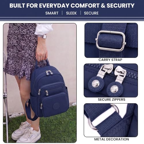 Image of TS WITH TECHSUN Stylish Lightweight Water Resistant Backpack for Women Girls | Anti-Theft Adjustable Shoulder Strap Bag | Multipocket Daypack for Travel, Shopping, Office, Work