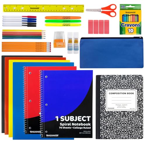 Prime 45 Piece School Supply Kit Grades K-12 - School Essentials Includes Folders Notebooks Pencils Pens and Much More! - Image 3