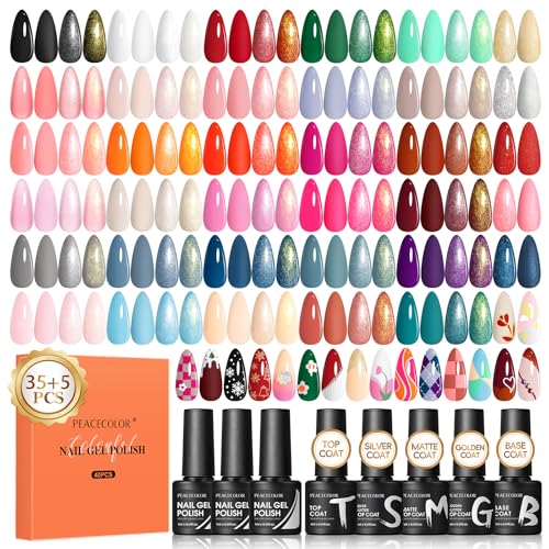 PEACECOLOR 40pcs Gel Nail Polish Set