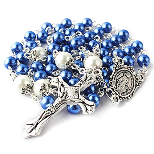 image for HanlinCC 6mm Glass Pearl Beads with 8mm Our Father Beads with Caps Ros