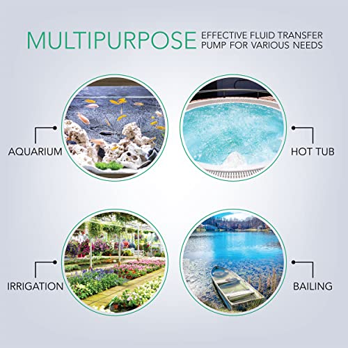 Sumpmarine Water Transfer Pump, 115V 330 Gallon Per Hour - Portable Electric Utility Pump With 6' Water Hose Kit - To Remove Water From Garden, Hot Tub, Rain Barrel, Pool, Ponds, Aquariums, And More #TOP7