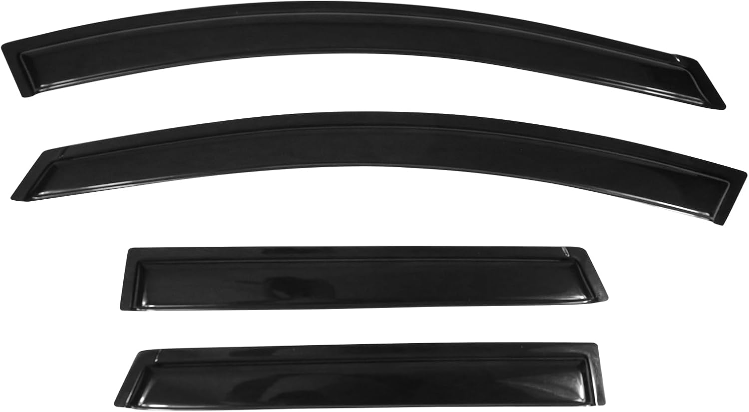 FREEMOTOR802 Tape-on Window Visors Sun Rain Guards, Fit for 2009-2014 Nissan Murano, Slim Style Smoke Tinted Acrylic 4 PCS Car Side Window Wind Deflectors Vent Visors