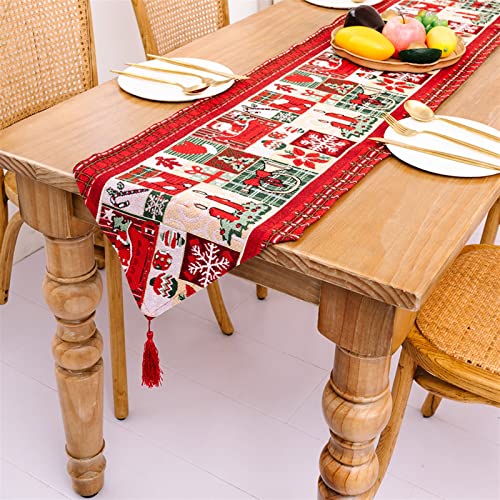 Chemin de table rectangulaire fait main 35x180cm beige en coton pour deco salon