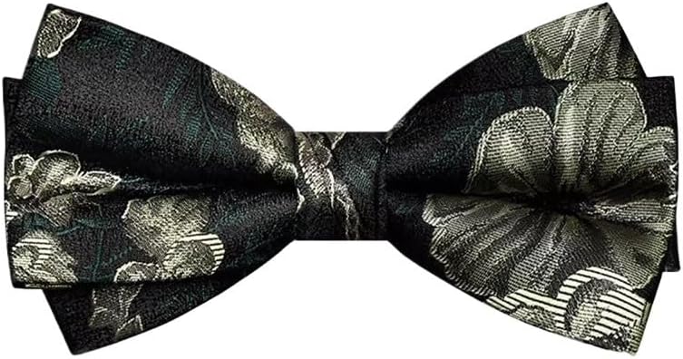Wedding Bowtie Groom Groomsman Necktie Dark Green Flower Formal Suit Scarf