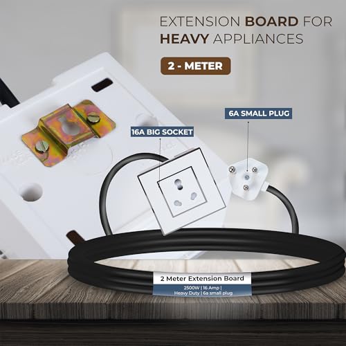 Image of Extension Board Heavy Duty Multi Socket 15A /16A /20A (2500 Watts 6A Small Plug, 2 Meter)