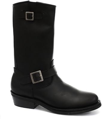 Grinders New Rebel Black Unisex Smooth Sole Leather Western Bikers High Boots