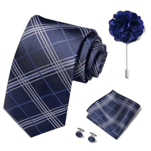 Image of joy alice Ties Set Men Mixed Color Necktie Handkerchief Cufflinks Brooch 3.15 Formal