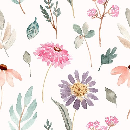 Image of 18"x236" Floral Wildflower Colorful Peel and Stick Wallpaper Easy Peel Off Contact Paper Vintage Vinyl Self Adhesive Removable Stick on Wall Paper for Kitchen Cabinet Renter Friendly