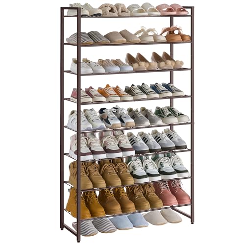 Image of Nunsino Shoe Rack for Closet, Metal Shoe Organizer, 8 Tier Garage Shoe Rack Max Holds 40 Pairs,Shoe Storage Shelf,Entryway, Bronze