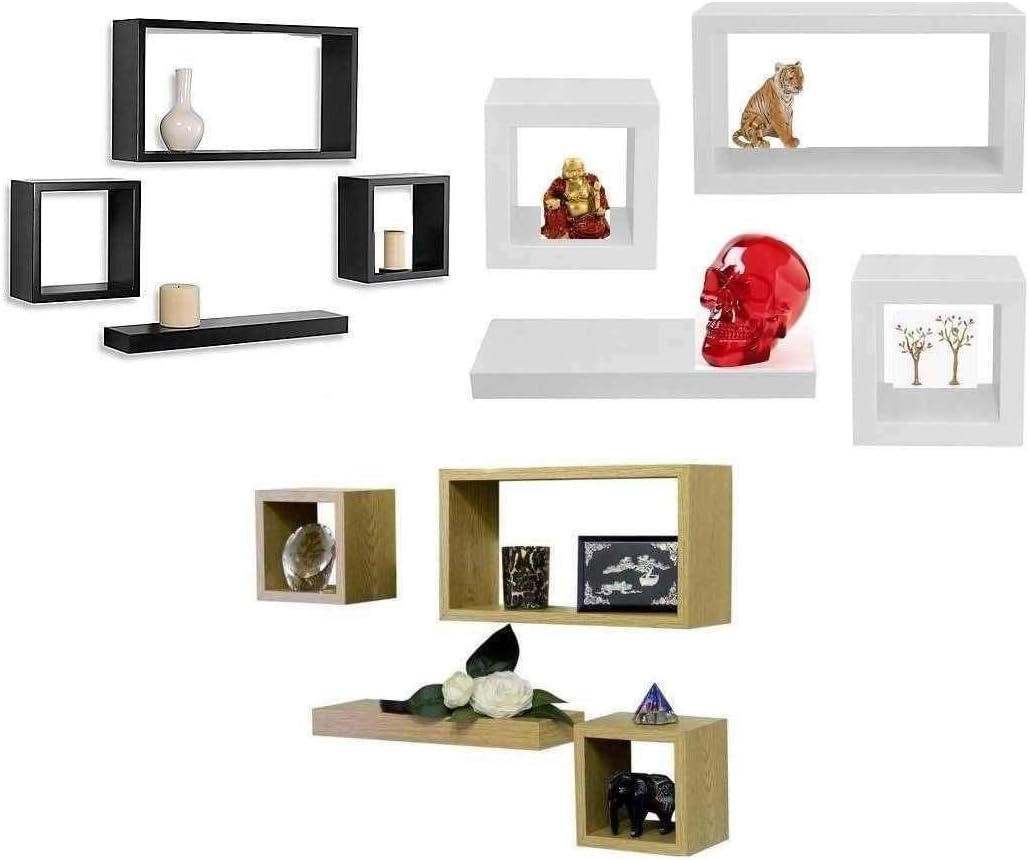 Set of 4 Wood Wooden Floating Wall Cube Cubes Shelf Shelves Storage ...