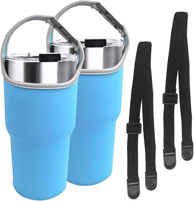 DanziX 2 Pack 30oz Tumbler Carrier Holder, Neoprene Sleeve Replacement with Carrying Handle-Blue