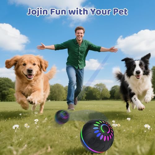 Pipihome Interaktives Hundespielzeug Ball, Hundeball Elektrisch Automatisch Rollender mit LED-Lichtern Spielball, Hundespielzeug Intelligenz für Kleine/mittlere/große Hunde, USB Wiederaufladbar