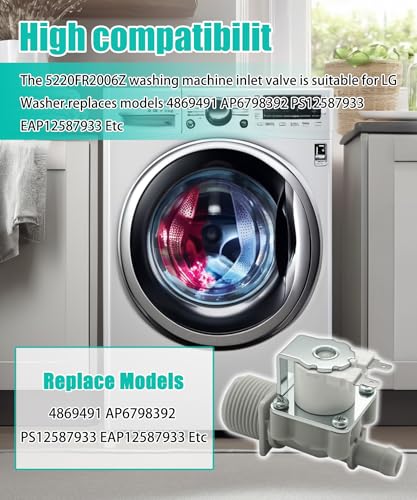 Image of 5220FR2006Z Water Inlet Valve Compatible With Some LG Washer and Washer /Dryer Replace 4869491 AP6798392 PS12587933 EAP12587933 Etc