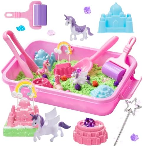 Carolart Unicorn Sensory Bin, Sand Box Kit with Sensory Sand for Girls