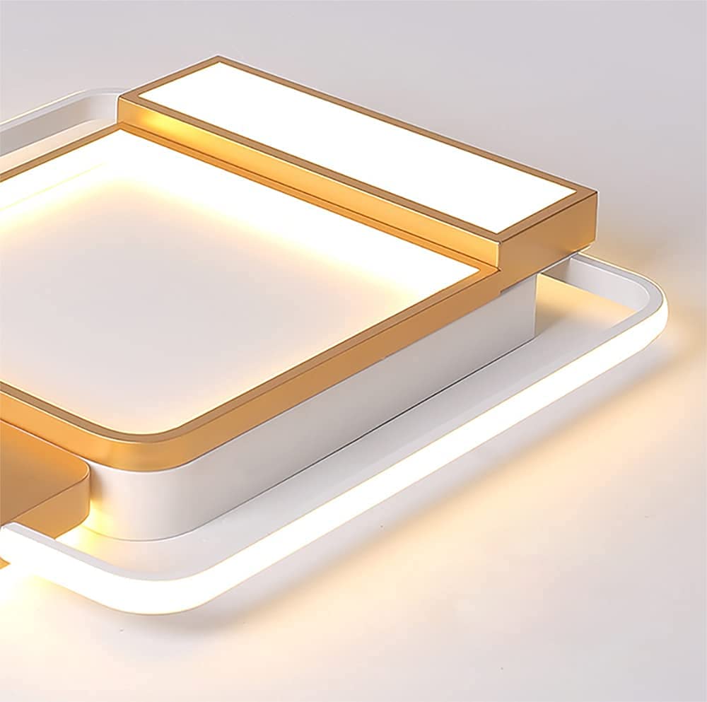 Żyrandol ściemnialny sufitowy LED, lampy sufitowe do sypialni z pilotem nowoczesny szykowny kwadratowy design oświetlenie sufitowe do salonu metalowa akrylowa lampa wewnętrzna opra