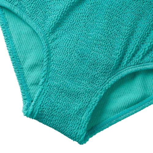 LIZENS Girls' One Piece Swimwear Cutout One Shoulder Swimsuit in Color Clash Swimsuits for Girls Size 2-164