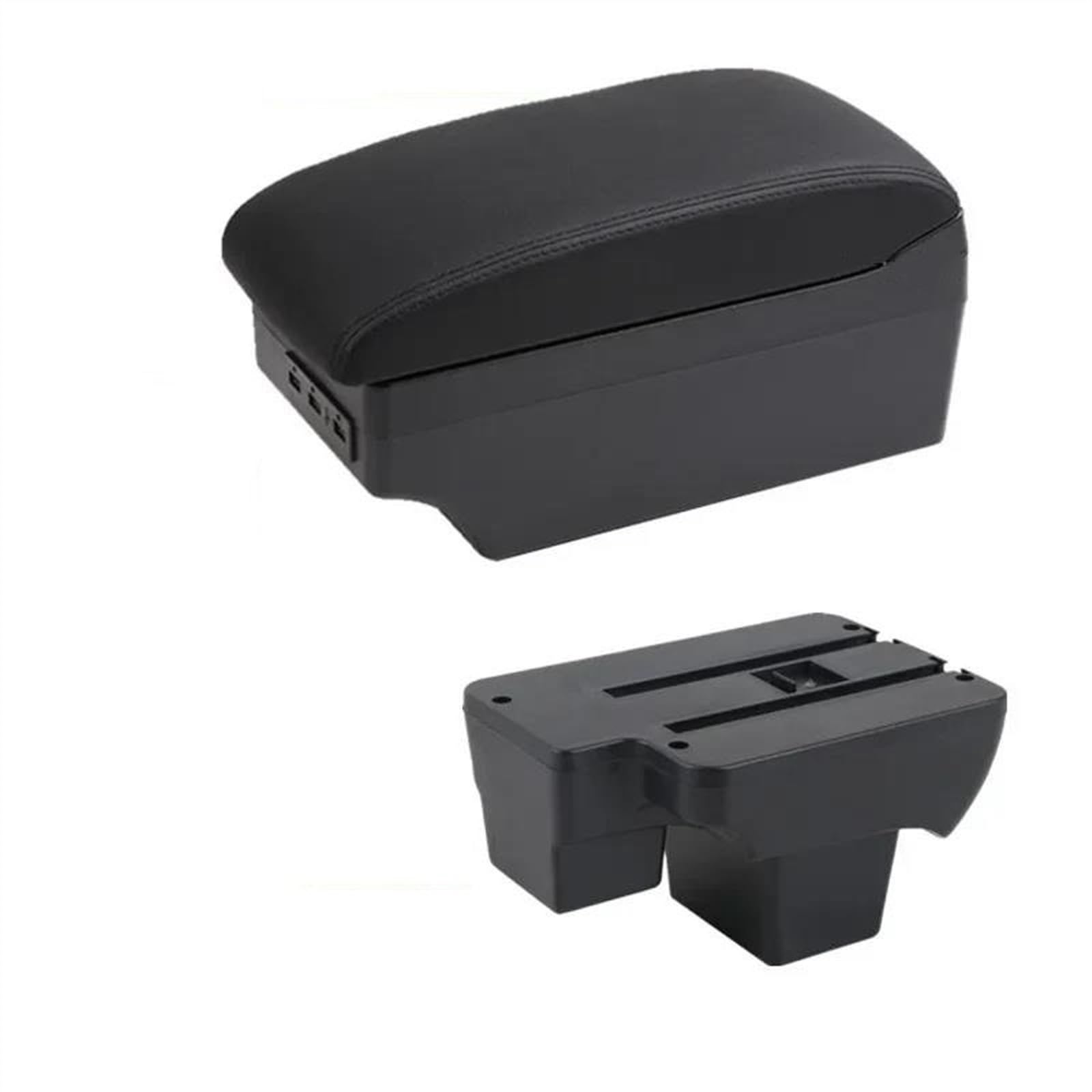 NOHEEU Car Interior Accessory Center Console Storage Box Multifunctional Armrest For Virtus For Polo 2019-2024(C black line 7USB)