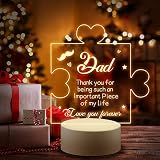 Funnli Fathers Day Birthday Gifts for Dad from Daughter, Puzzle Acrylic Engraved Night Light Gifts f