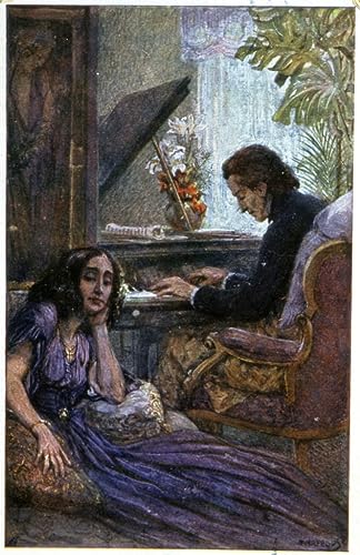 Toile Chopin et George Sand : Peinture Historique Adolf Karpellus pour Chambre Coucher