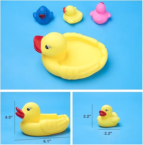 Miniatura 5 de Juguetes de pato de baño, patos de goma, familia de patos chirriantes y flotadores, juguete para baby shower, decoración de fiesta para niños