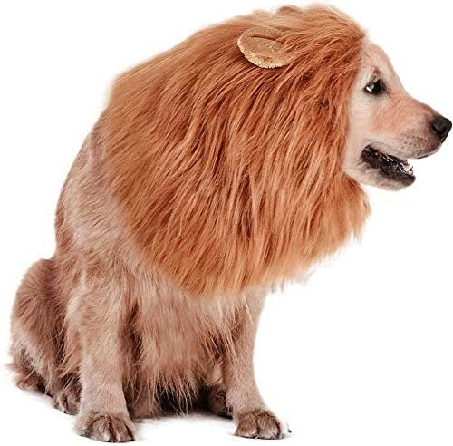 RWM Dog Lion Mane Costume - Pet Wig Clothes for Halloween Party - Lion Wig for Medium to Large Sized Dogs Lion Mane Funny Dogs