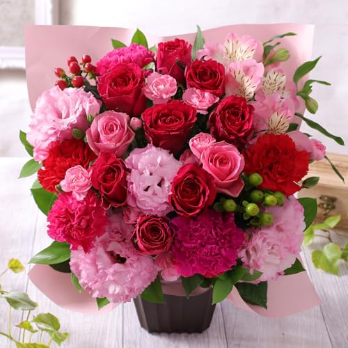 花 誕生日 プレゼント バラ おまかせアレンジ ローズ・ガーデン ギフト 薔薇 記念日 お祝い 生花 女性 - BunBunBee - 商品画像