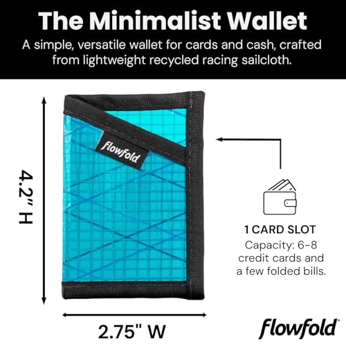 Image of Flowfold Recycled Sailcloth Minimalist Card Holder Wallet | Slim and Durable with Cash pocket and Credit Card Slot | Minimalist Wallet Made in USA Holds 6-8 Cards