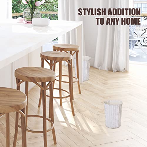 Sintuff Small Round Wicker Waste Paper Basket Woven Waste Bin Wicker Small Paper Trash Can Rubbish Basket For Home Bedroom Bathroom Kitchen Offices, 9.84 X 7.09 X 5.91 Inch (White, 2 Pcs) #TOP5