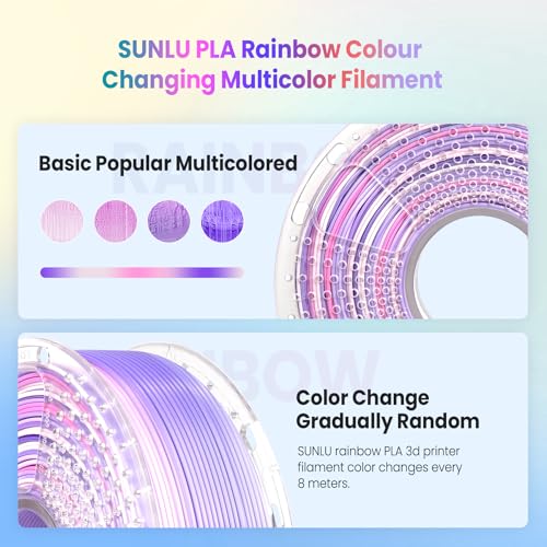 Image of SUNLU 3D Printer Filament, Rainbow PLA Filament 1.75mm, Multicolor Gradient 3D Filament, Neatly Wound 3D Printing Filament, Dimensional Accuracy + /-0.02mm, 1KG Spool. (PLA Rainbow 03)