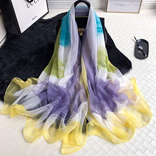 Schal Halstuch Sommer Seidenschal Für Frauen Tücher Und Wickel Mode Große Weiche Strand Stolen Foulard B-113Yellowedge