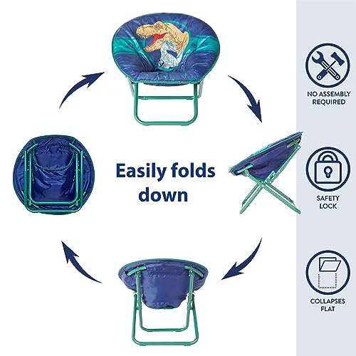 Jurassic World Dinosaur 19” Frame Folding Toddler Saucer™ Chair with Cushion, Ages 3+