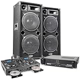 MAX MAX210 Dual 10" DJ PA Speaker Full Passive Sound System with 2000W Rack Amplifier, Pro DJ CD Mixer, Cables, Complete DJ Gear PA Package for Home, Bedroom, Events, and Mobile Gigs