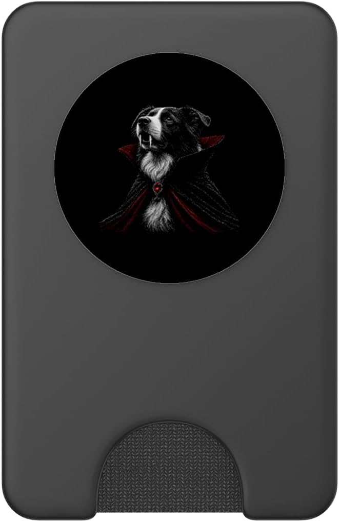 Border Collie Halloween Dog Lover Spooky Gothic Vampire PopSockets PopWallet for MagSafe image 2