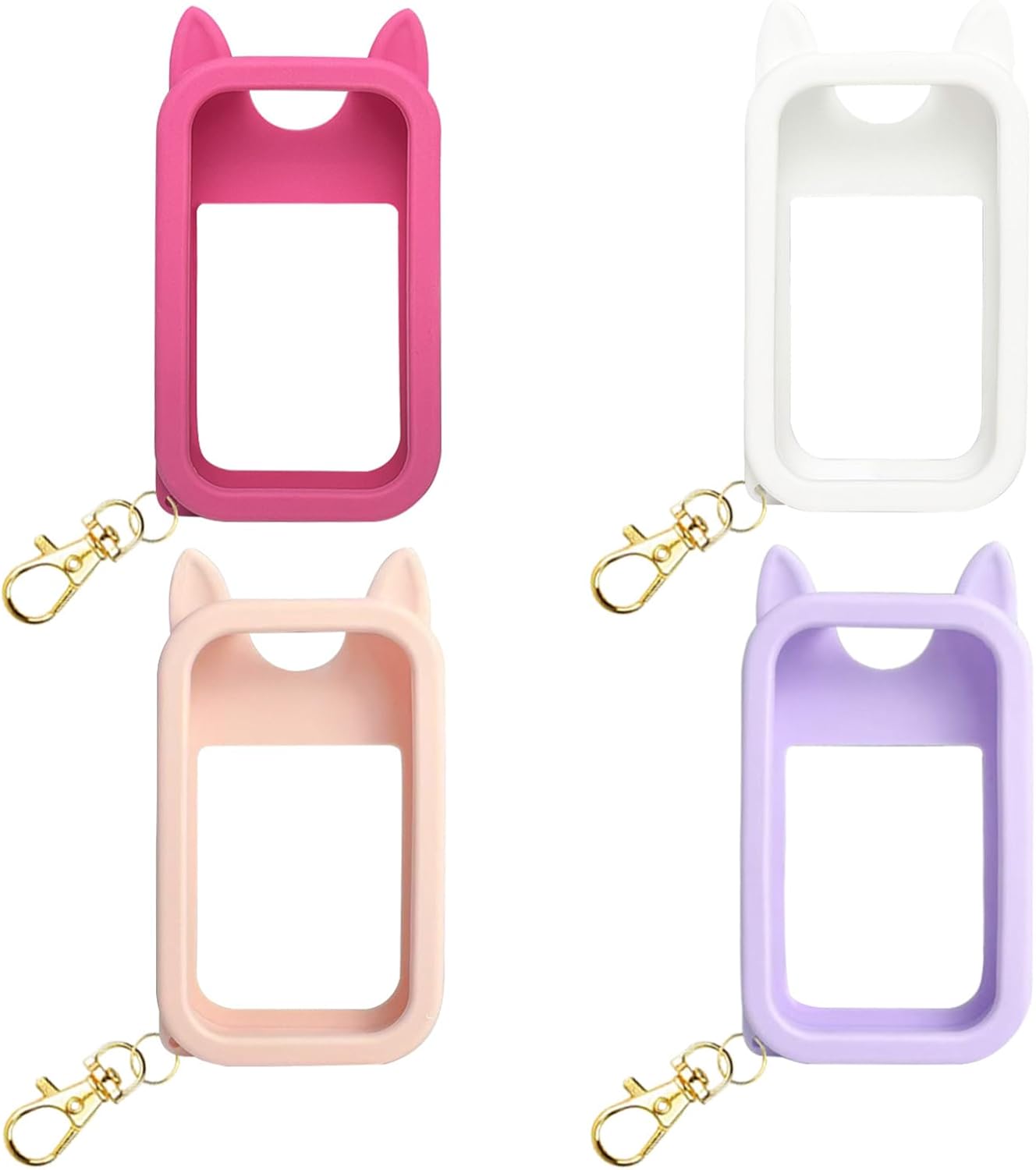 4PCS Silicone Hand Sanitizer Spray Cases – Compatible with Touchland 45ml, Protective Anti-Slip Cover Sleeves with Keychains, Decorative Holder for Purse & Backpack