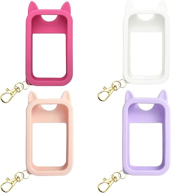 4PCS Silicone Hand Sanitizer Spray Cases Compatible with Touchland 45ml, Protective Anti-Slip Cover Sleeves with Keychains, Decorative Holder for Purse & Backpack