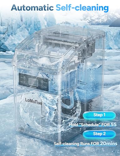 Image of 45Lbs /Day Ice Makers Countertop (Clear Ice Cube Maker) | 24Pcs in 13 Mins,6 Ice Thickness,Self-Priming Water Supply,Self-Cleaning,Harder Clearer Slower Melting Ice Cubes
