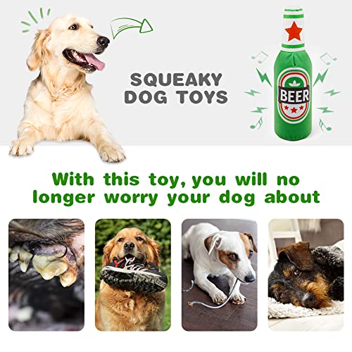vsshe Bierflaschen-Plüschtiere, 1 Packung Haustier Plüsch Quietschendes Hundespielzeug, Champagnerform Hund Quietschendes Kauspielzeug, Interaktives Sicheres Puppenspiel, Hunde Geburtstagsspielzeug