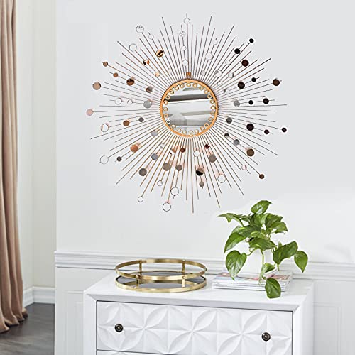 Meida Metal Gold Wall Decor Decorative Mirrors, Starburst Mirror, Wall Mirror Decorative In Sunburst Design 27 Inch For Livingroom, Kitchen, Bathroom Mirror #TOP6