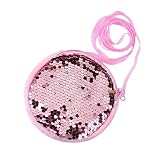 Circle Crossbody Bag for Girls Sequin Party Purse Reversible Glitter Coin Wallet Bags Small Shining Change Pouches Gifts, Pink Gold, Small