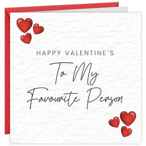 Valentines Card For Favourite Person Valentines Day Cards On Thick Hammered Textured Card With Red Envelope Husband Wife Boyfriend Partner