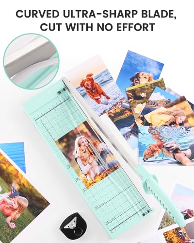 Image of MAKEASY Paper Cutter 12 Inch, Guillotine Paper Cutter with 8 Sheet Capacity, Heavy Duty Paper Cutter for Cardstock, Paper Trimmer for Crafting, Classroom and Office, Green