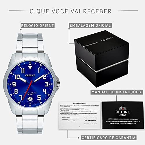 Relogio Masculino Orient Analogico - Mbss1154a D2sx - Prata/azul