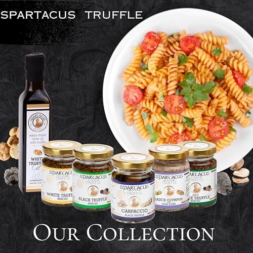 Spartacus Olivenöl Extra mit weißem Trüffel | Gönnen Sie sich kulinarische Spitzenleistungen | Ausgesuchtes Olivenöl mit weißem Trüffel für Feinschmecker 1pack