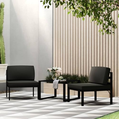 Frdhee Gartensitzgruppe Gartenmöbel Set,3 TLG. Garten Sofagarnitur mit Kissen Aluminium Anthrazit,Lounge Set Für Balkon Terrasse Garten,Vielseitig
