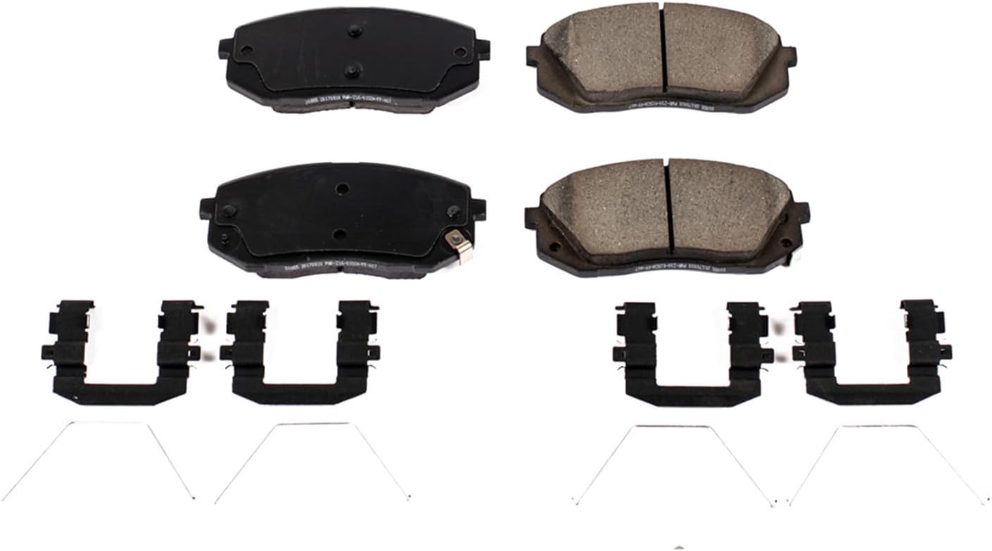 PowerStop Front Brake Pads For Hyundai Elantra GT 2018-20 |Kona 2018-23 |Sonata 2016-19 |Veloster 2019-21 |Kia Forte 2020-23 - Z17 Ceramic Brake Pads With Installation Hardware, 17-1855